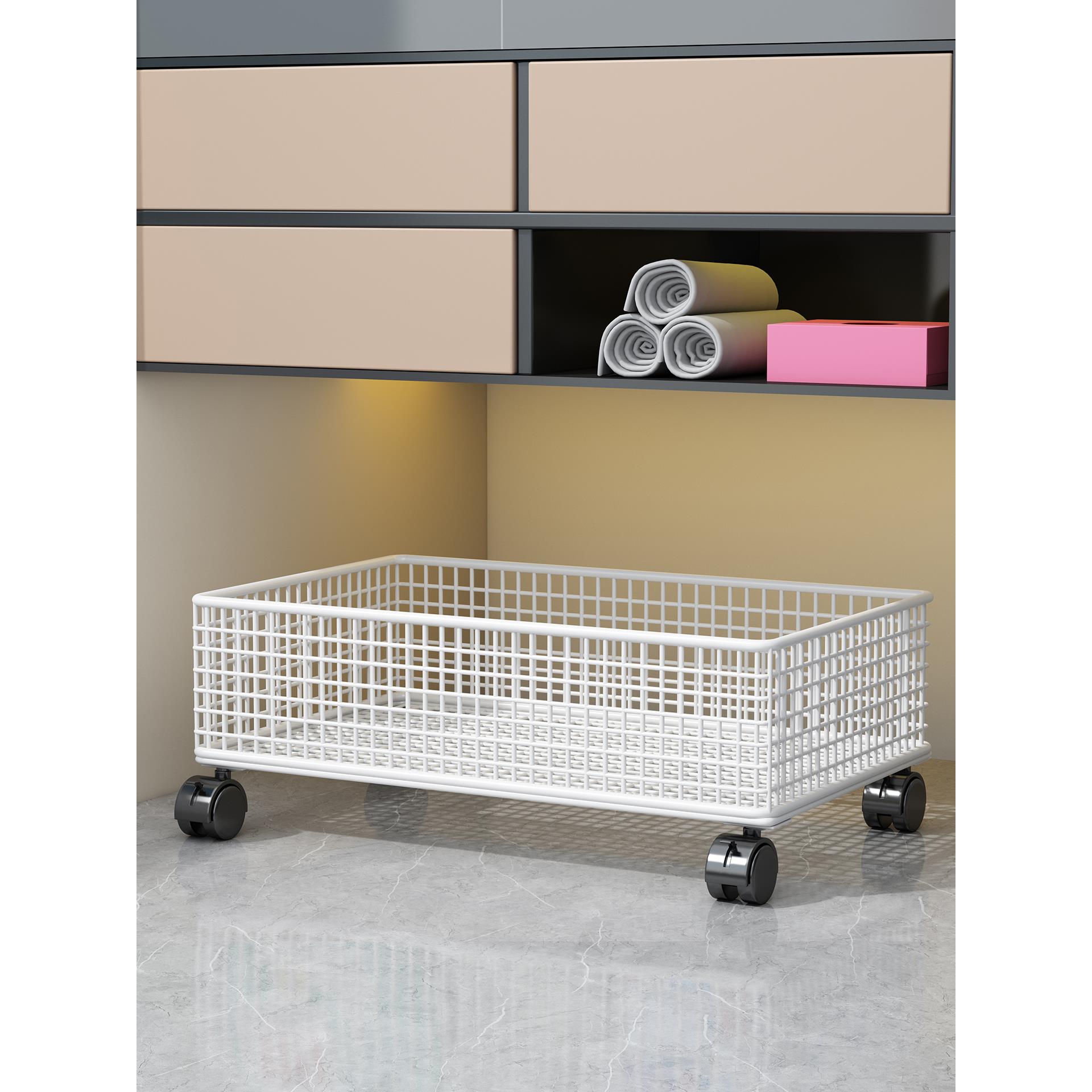 浴室柜下洗衣液收纳筐卫生间收纳神器架子洗手台下带轮移动置物架