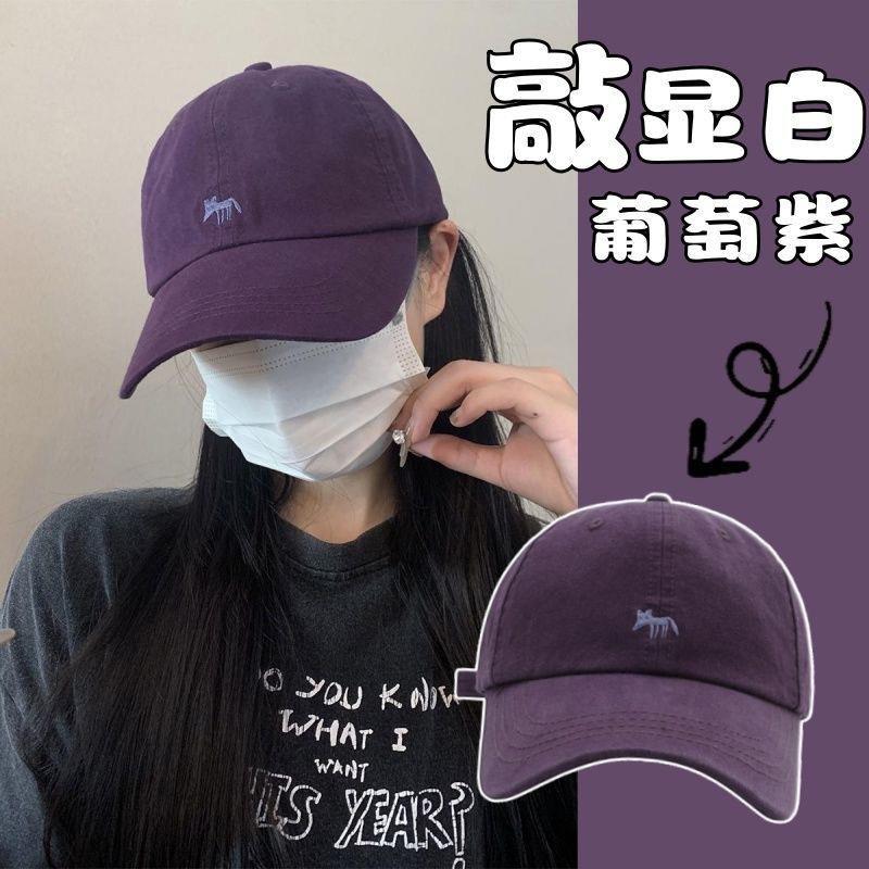 夏季小狐狸刺绣帽子女宽檐显脸小百搭复古鸭舌棒球帽男