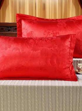 粉紫色式71541枕巾枕套刺绣头金色花对欧装大红大色巾提色花忱枕