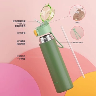 迷你带吸管细长保温杯200ml毫升小容量宝宝水杯儿童婴儿便携水壶