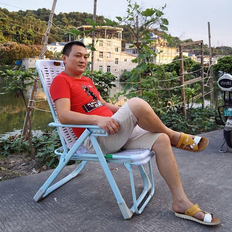 加厚折叠躺椅午休午睡椅子塑料沙滩椅懒人阳台家用休闲户外靠背椅