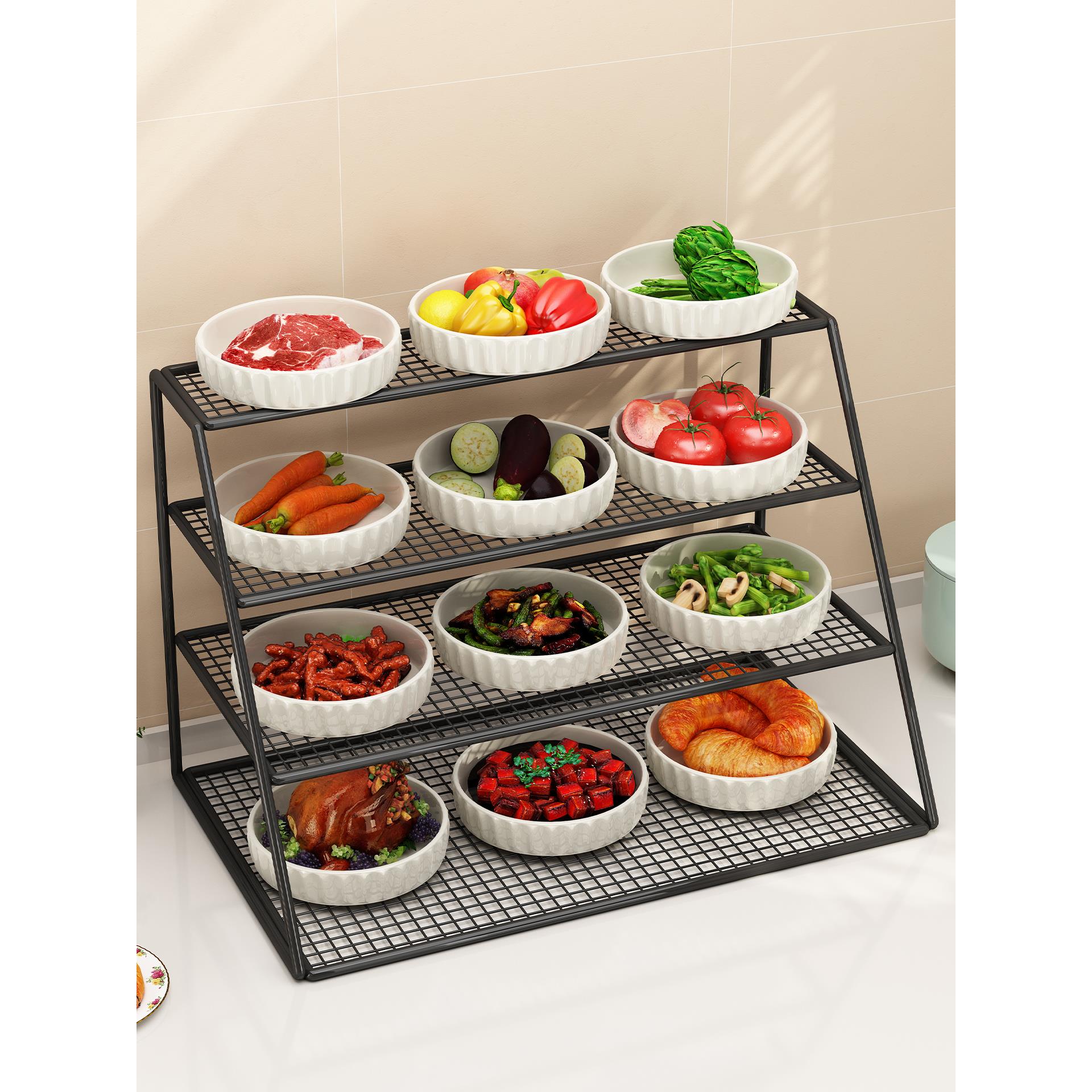 厨房备菜置物架多功能配菜盘碗碟收纳架多层神器家用台面放菜架子