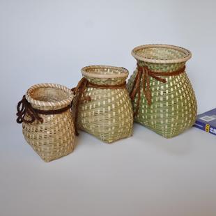 包邮纯手工编织儿童玩具舞蹈道具幼儿园游戏小背篓背篼背筐