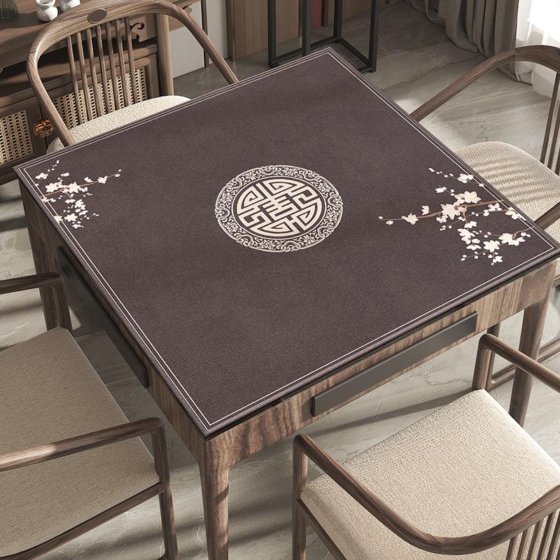 加厚毛绒麻将桌垫防水防油新中式风格静音手搓适用比赛桌布