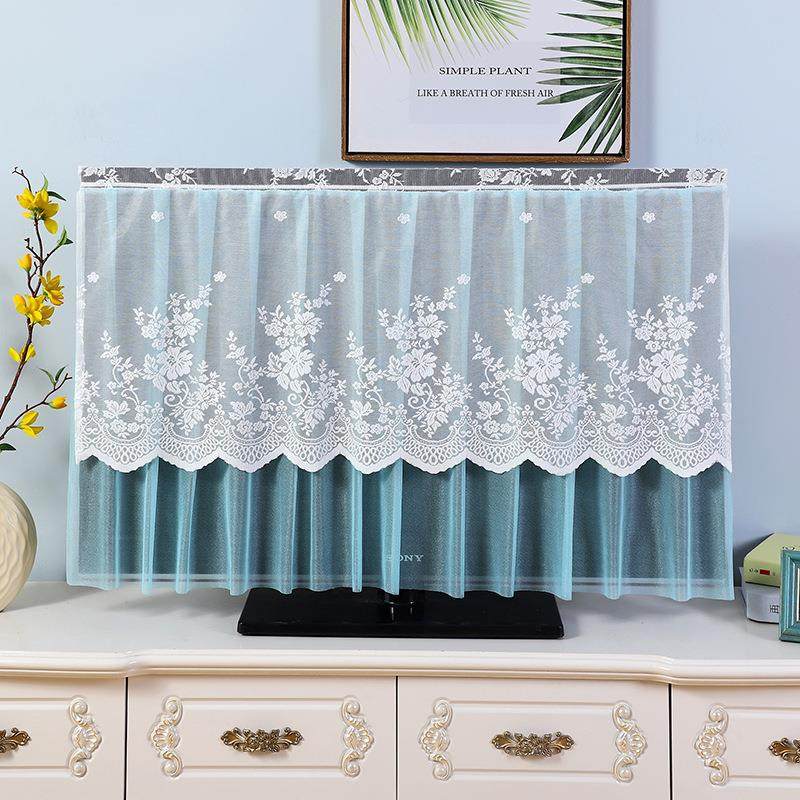 蕾丝简约电视机防尘罩2023新款55寸65寸75挂式液晶电视罩套布盖布