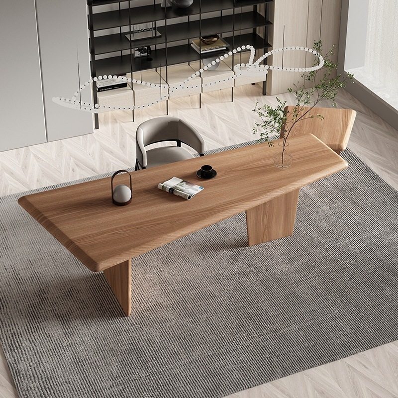 北欧实木办公桌椅原木会议桌长桌现代简约创意洽谈桌设计师工作台