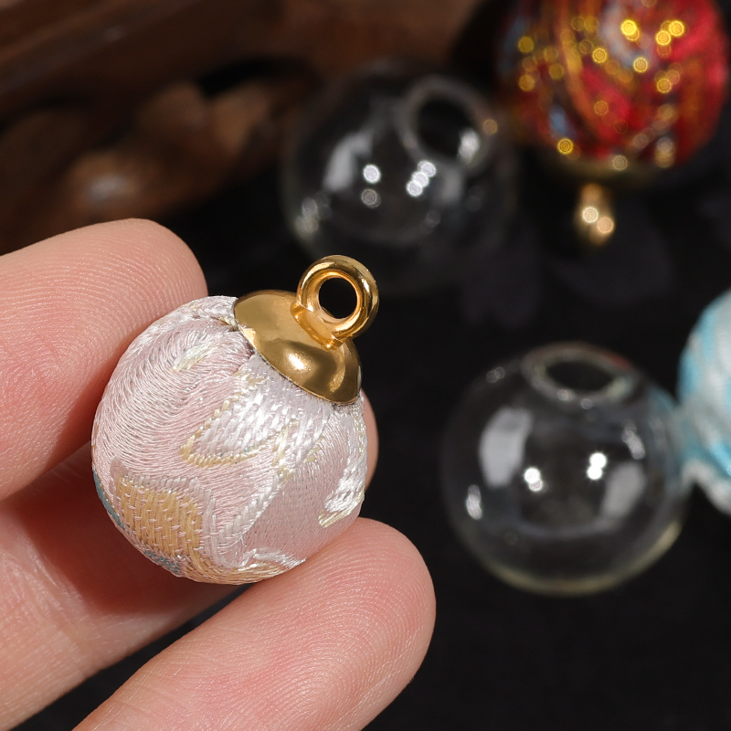 宋锦水晶圆球diy大口径玻璃球diy耳环吊坠小金豆吊坠瓶许愿瓶