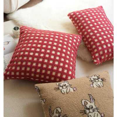 靠枕ins风立体羊羔绒圣诞氛围感