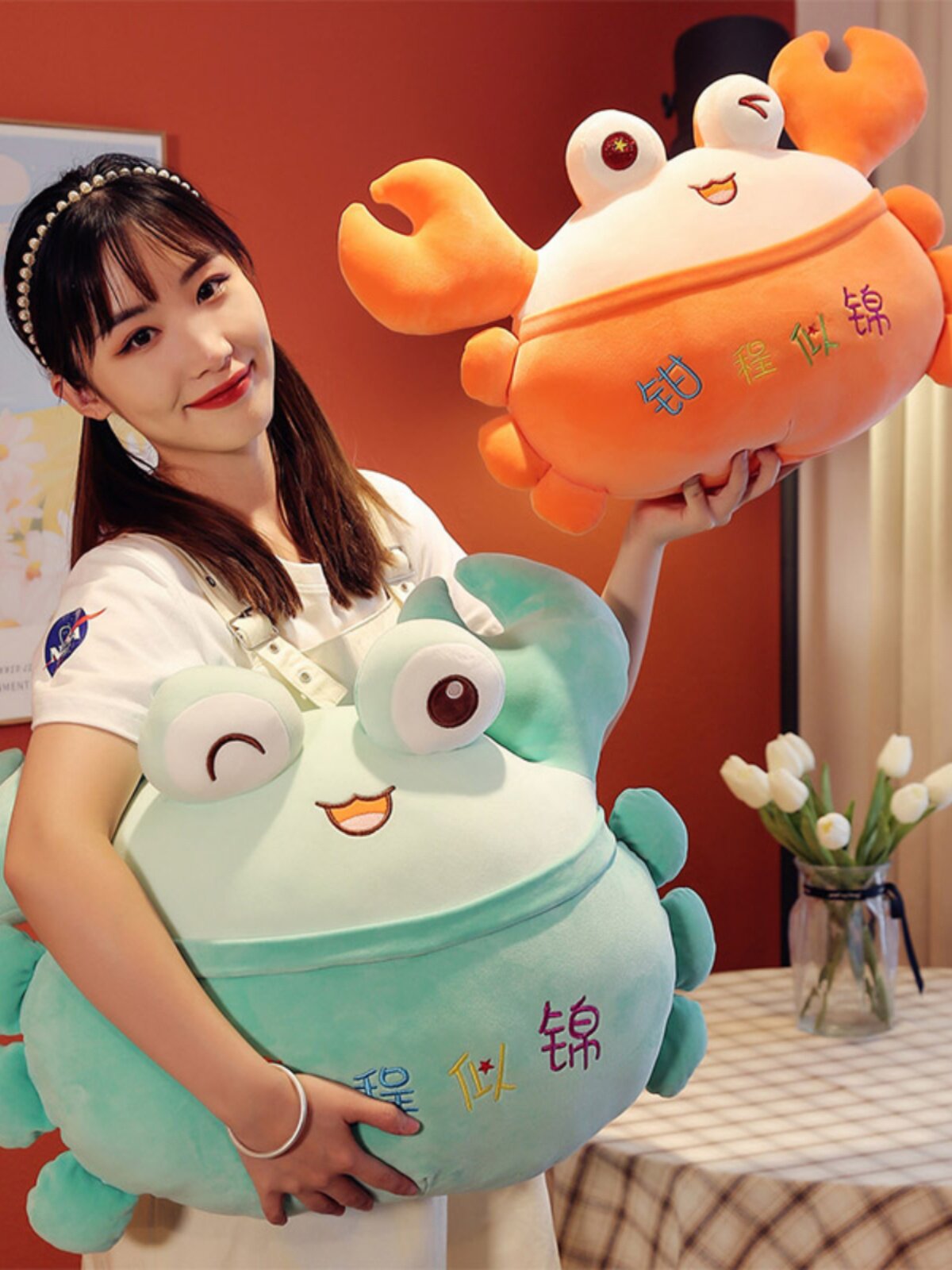 슈퍼 부드러운 게 인형 거실 소파 베개 소녀 이불 귀여운 베개 베이 창 침대 옆 쿠션 베개
