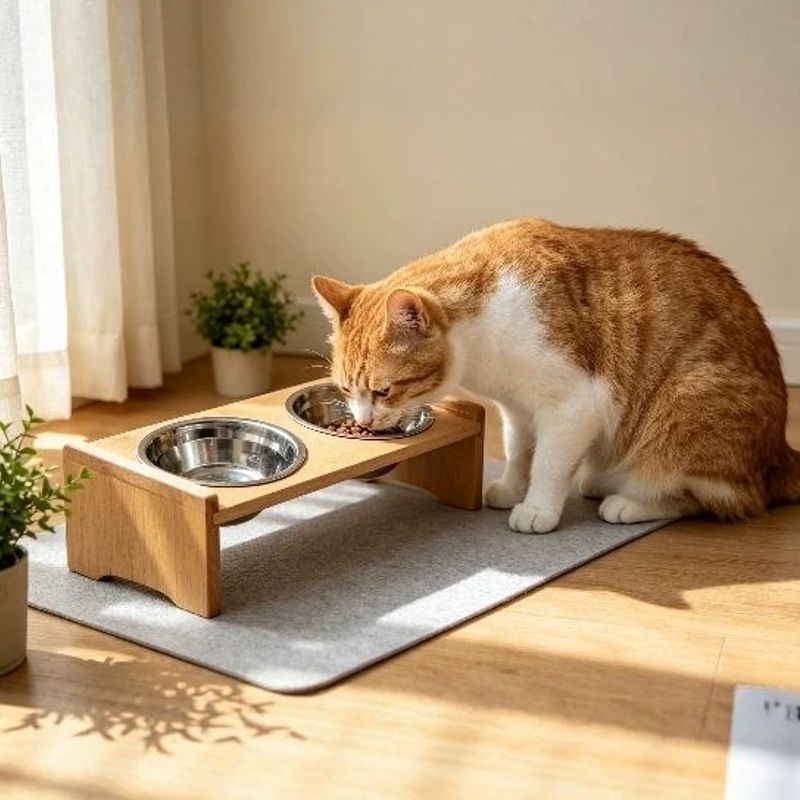 夏季榉木加厚护颈狗狗双食盆