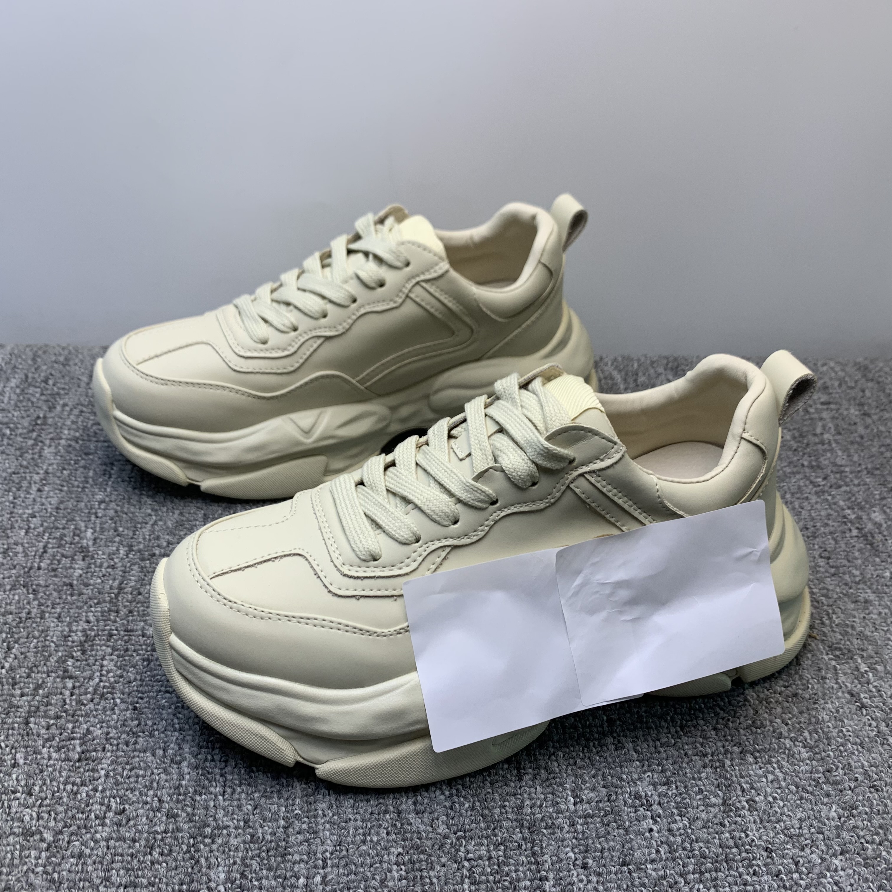 撤柜断码处理真皮韩版老爹鞋女2025秋季新款厚底显脚小增高运动鞋