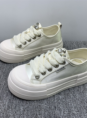 品牌撤柜处理春秋小白鞋女2025新款厚底韩版透气休闲简约女鞋子