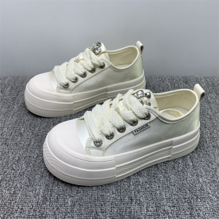 透气休闲简约女鞋 厚底韩版 子 女2025新款 品牌撤柜处理春秋小白鞋