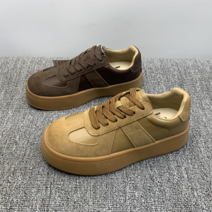 休闲百搭女鞋 专柜撤柜处理真皮厚底德迅鞋 舒适板鞋 新款 女2025秋季