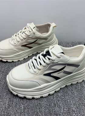 断码处理超轻鞋底老爹鞋女2025春新款真皮平底防滑休闲小白运动鞋