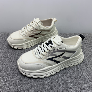 真皮平底防滑休闲小白运动鞋 断码 女2025春新款 底老爹鞋 处理超轻鞋