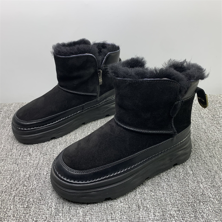 撤柜处理真皮侧拉链雪地靴女2025冬季新款羊皮保暖加厚东北棉鞋