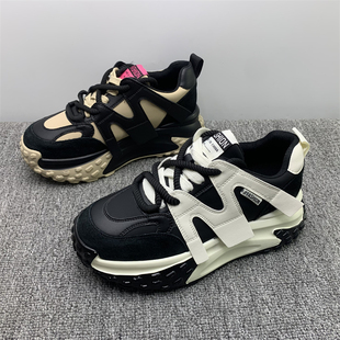 商场撤柜断码真皮加绒阿甘鞋女运动鞋2025秋冬款厚底增高老爹鞋女