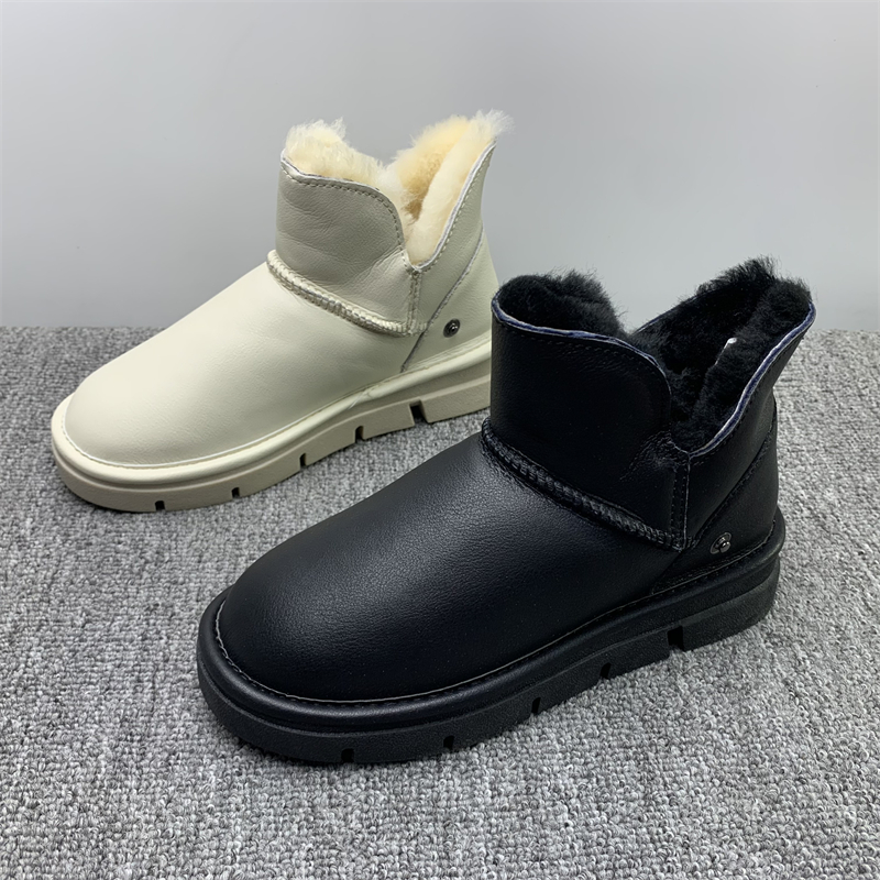 撤柜处理真皮防水雪地靴女2025冬季新款皮毛一体加厚保暖防滑棉鞋