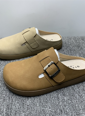 品牌撤柜处理真皮博肯半拖鞋女2025夏季新款外穿一脚瞪包头穆勒鞋