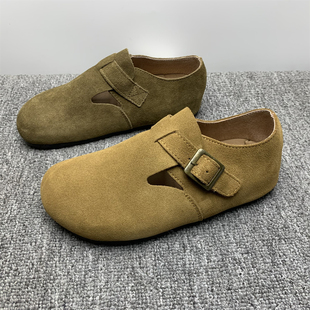 复古百搭一脚瞪百搭舒适豆豆鞋 撤柜处理内增高真皮博肯鞋 女2026款