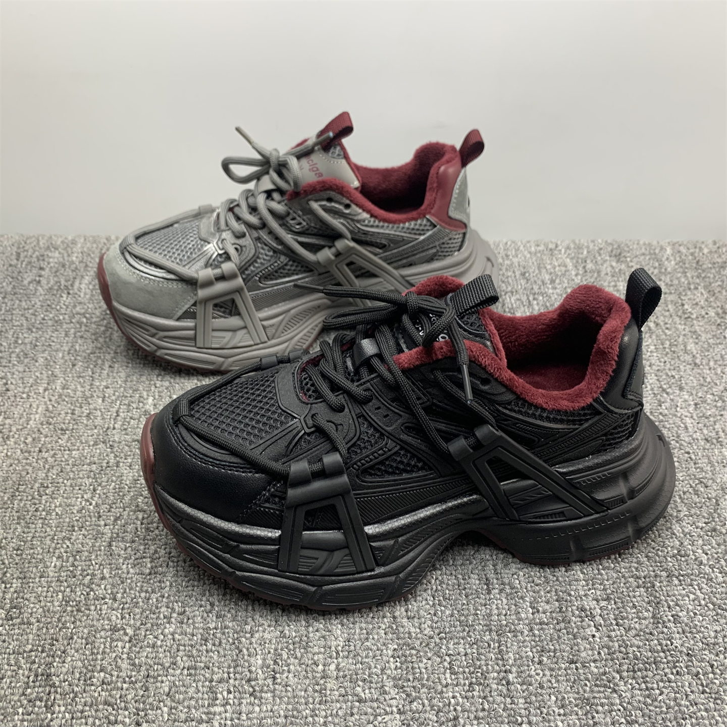 撤柜处理加绒真皮厚底老爹鞋女2025冬季新款户外休闲复古运动鞋潮