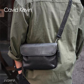 男士 Cavid Kevin新款 通勤单肩斜挎包轻便软皮包小包牛皮感邮差包