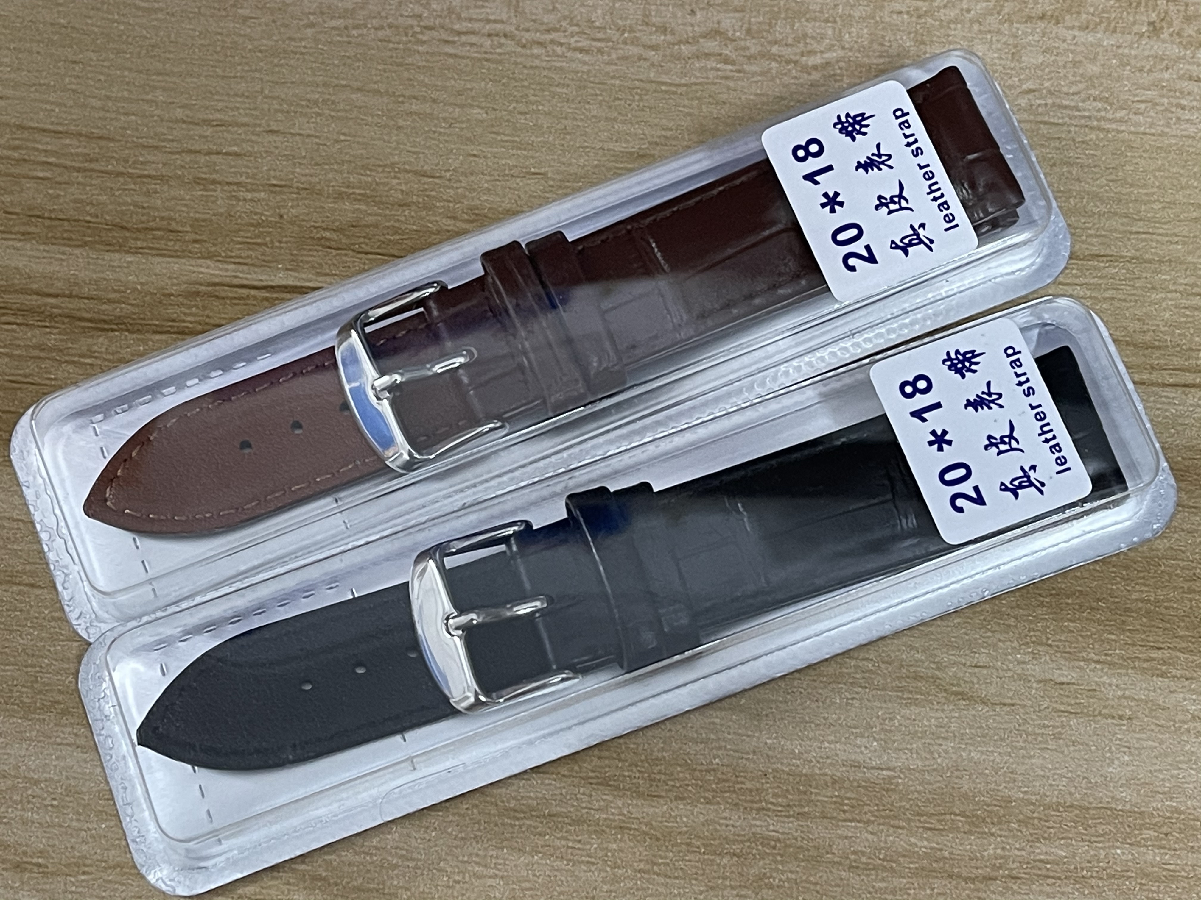 手表配件 特价皮表带 双头针扣 真皮表带男女通用款皮带黑色棕色