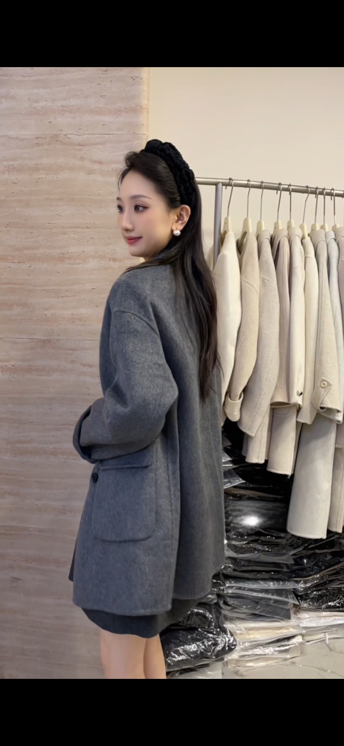 2025新款双面羊毛大衣小西装韩版宽松休闲毛呢外套现货