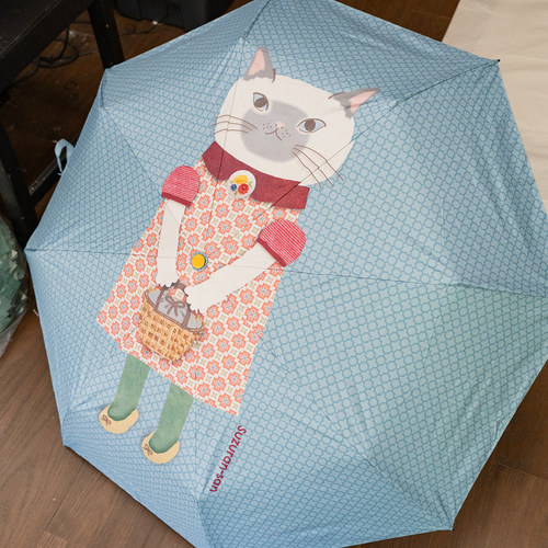 日本kusuguru数码印花猫咪雨伞套手提水杯套便携手拎防晒