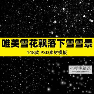 笔刷素材模板高清雪花飘落下雪雪粒唯美雪景飘雪背景PSD素材A1003