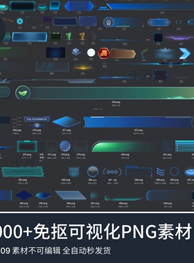 可视化大数据组件插件库科技科幻大屏幕UI免扣PNG设计JPG背景素材