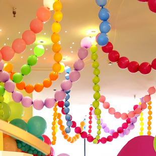 尾巴气球链周岁生日装饰场景布置汽球派对儿童卡通彩色开业橱窗