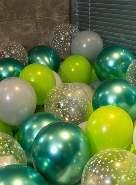 新年元旦儿童气球珠光绿色装饰场景布置卡通幼儿园学校生日派对