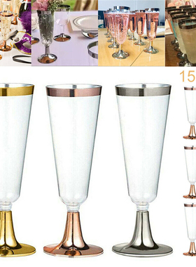 6Pcs 150ml Plastic Champagne Flutes Glasses Disposable Red W