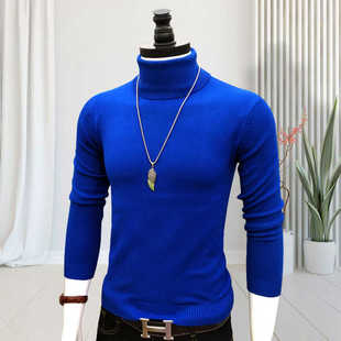 保暖内搭韩版 男士 针织打底衫 修身 纯色百搭弹力高领上衣 毛衣秋冬季