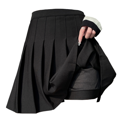 黑色弹力松紧腰加长百褶甜辣半身裙女夏新款小个a字学院JK短裙子