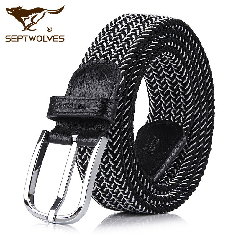 专柜正品七匹狼皮带 帆布编织腰带男女款针扣松紧牛仔裤袋休闲