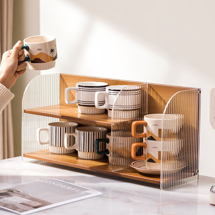 杯架中古风简易杯子收纳展示架子