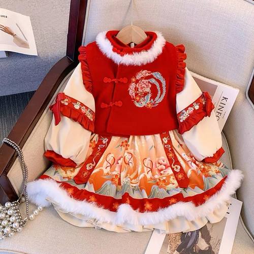 女童拜年服冬季儿童加厚洛丽塔裙