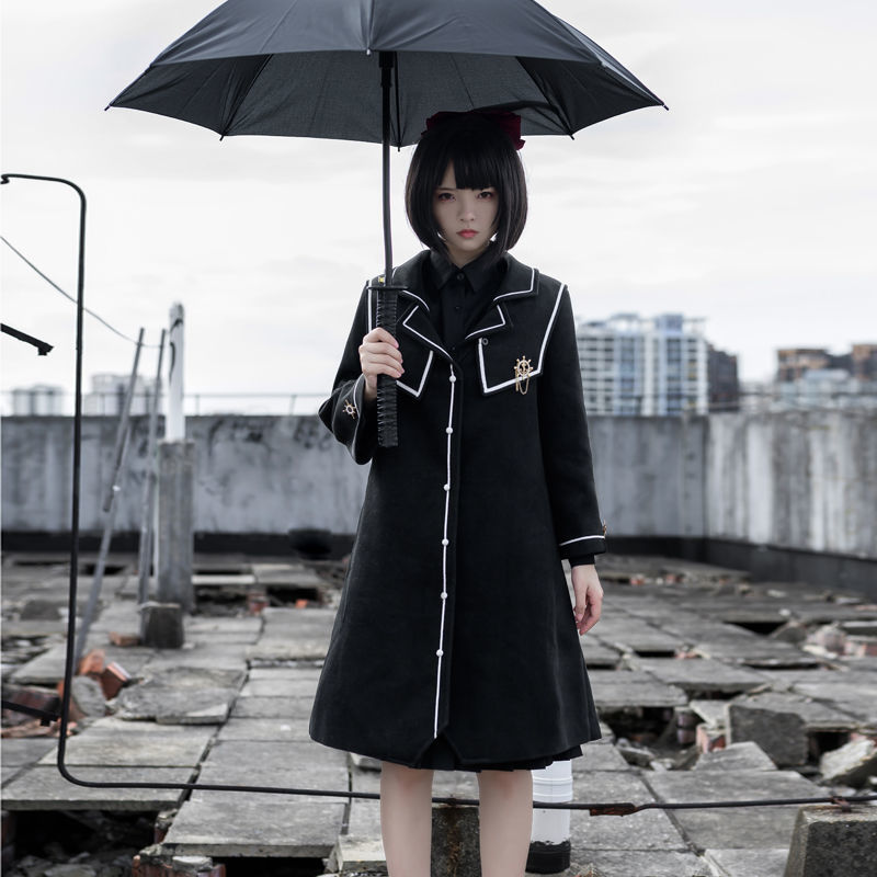 原创jk制服外套暗黑加厚呢子大衣