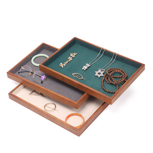 实木烤漆首饰展示盘戒指手镯收纳格子盘项链饰品陈列托盘拍摄道具
