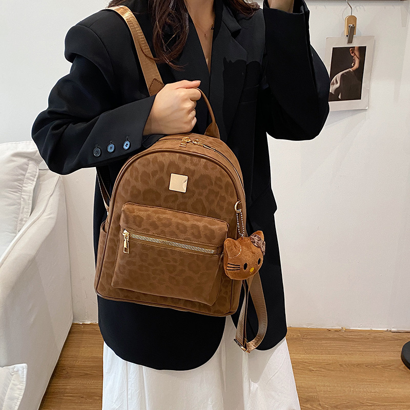 小众设计豹纹双肩包包女2025新款韩版时尚百搭旅行背包学生书包潮