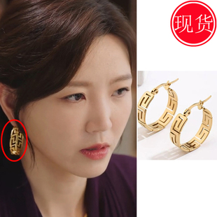 巨塔之后宣萱董一妍桢怡王启心同款耳环耳圈金色港风2025日韩新款