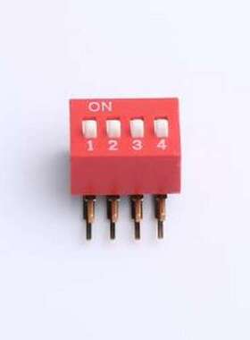 DA-4-R-T 拨码开关 2.54mm间距 4位 琴键式 90度弯插侧拨 红色 拨