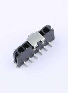 HC-MX3.0-6ALT-05 线对板针座 1x6P 间距:3mm 立贴 黑色 SMD,P=3m