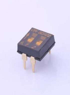 SDA02H0B 拨码开关 间距2.54mm 平拨,凹槽式 2位拨码开关 插件