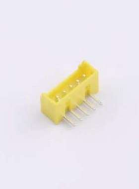 WF-1B125A5P-Y 线对板针座 间距1.25mm 弯插 黄色 1x5P 弯插,P=1.