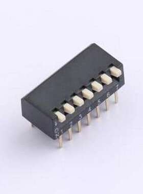 DSPV-07-LD-GET 拨码开关 2.54mm间距 7位 侧拨 DSPV黑色插件 拨
