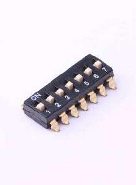 TO-07 拨码开关 拨码开关贴片黑色07P-7PIN间距2.54mm立式贴片正